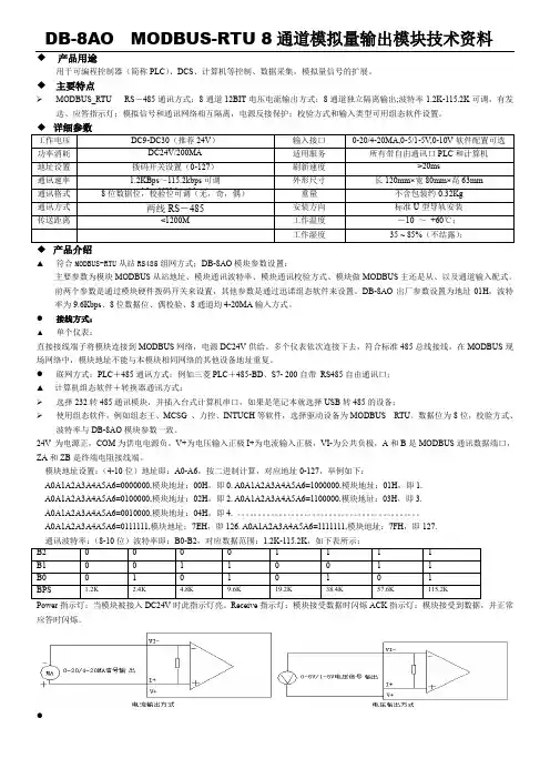 MODBUS 模拟量输出模块