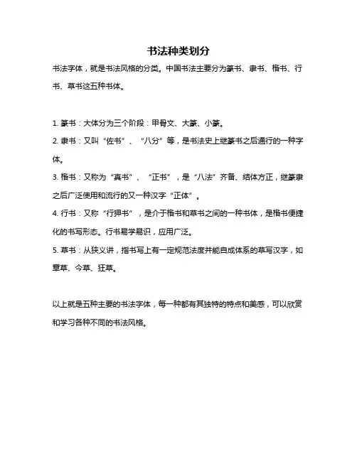 书法种类划分