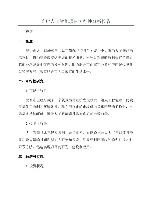 合肥人工智能项目可行性分析报告