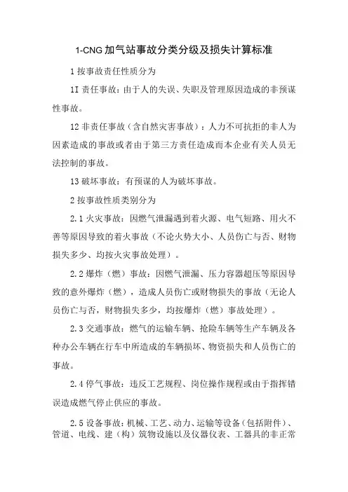 L-CNG加气站事故分类分级及损失计算标准