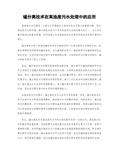 磁分离技术在高浊度污水处理中的应用