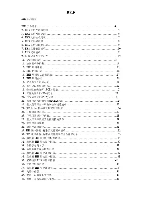 EHS汇总表格(49P)_修正版