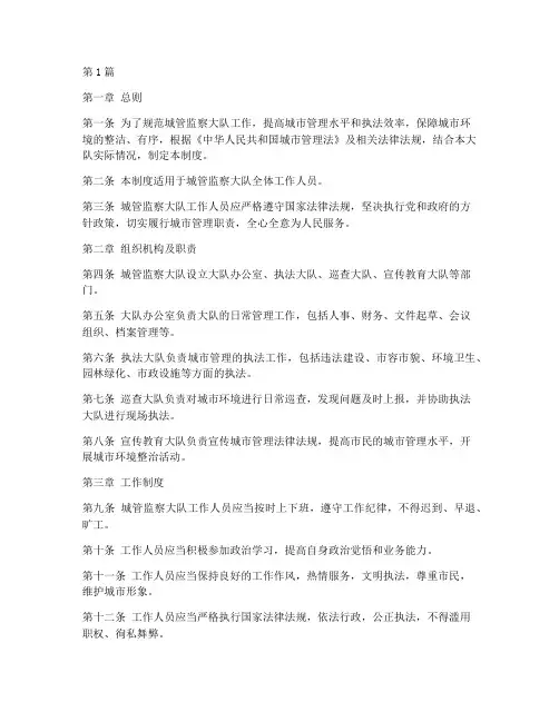 城管监察大队工作制度(2篇)
