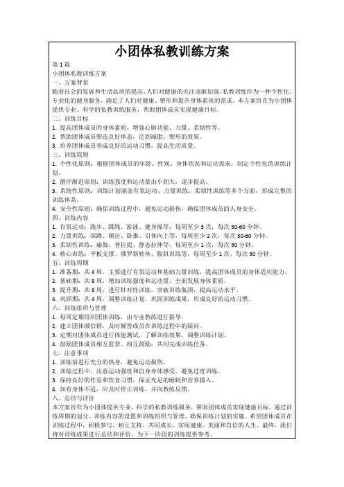 小团体私教训练方案