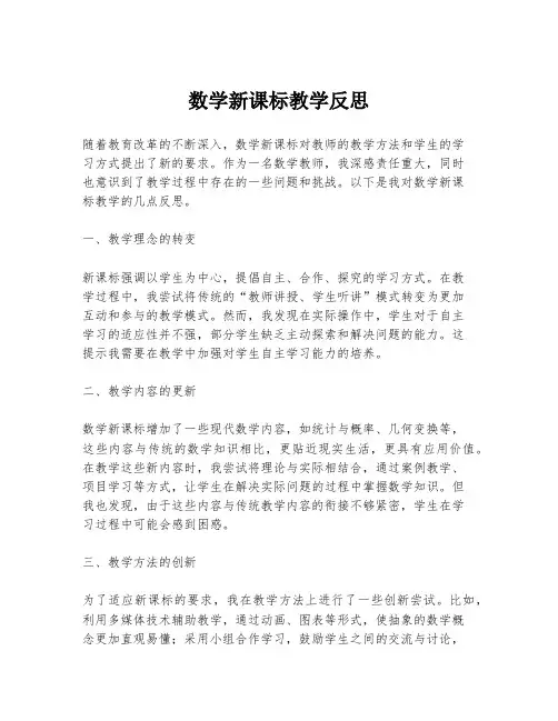 数学新课标教学反思