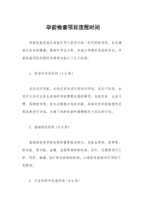 孕前检查项目流程时间