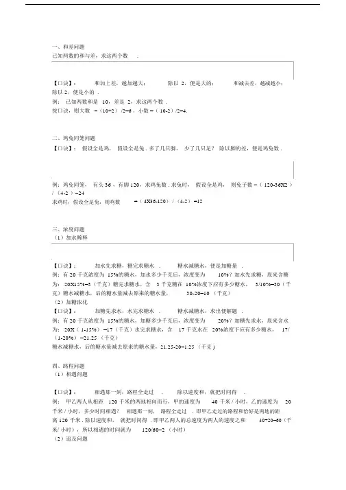 小学五年级数学10种经典题型汇总.docx