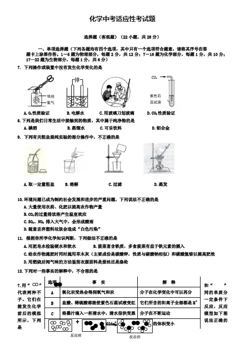 湖北省襄阳市樊城区2019年中考适应考试化学试题及答案