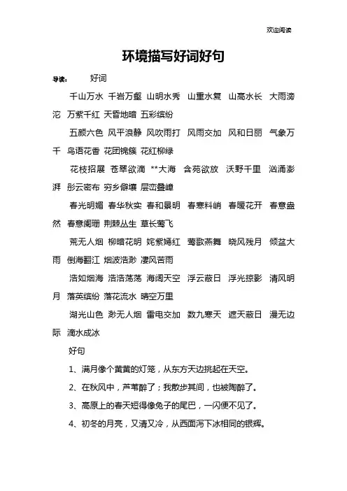 环境描写好词好句