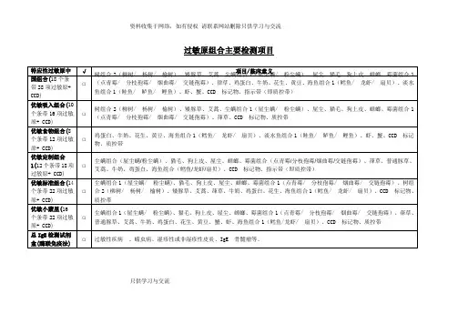 过敏原组合主要检测项目