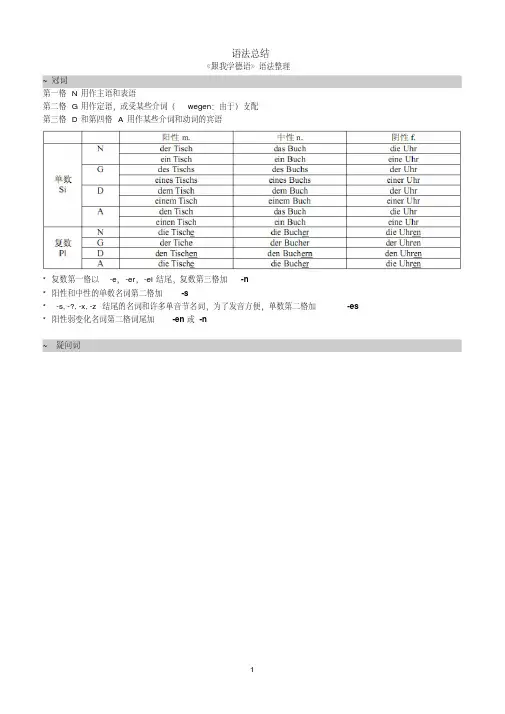 德语语法总结(最终版)
