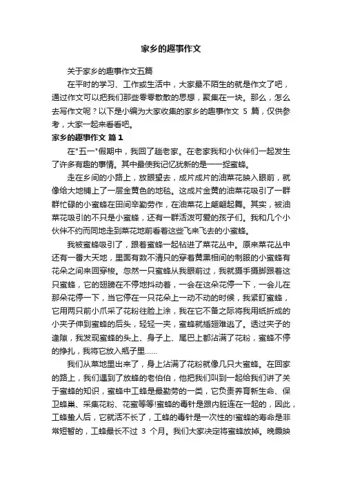 关于家乡的趣事作文五篇