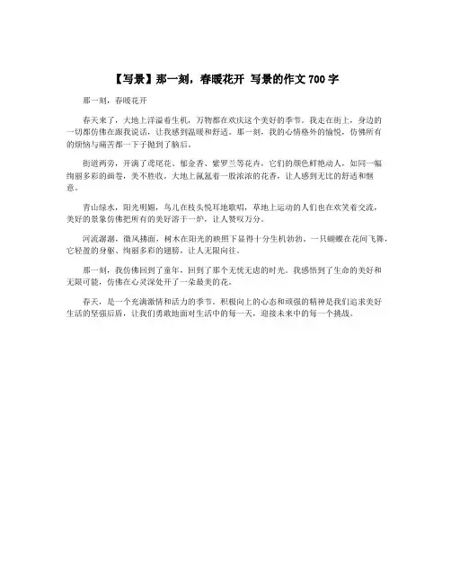 【写景】那一刻,春暖花开 写景的作文700字