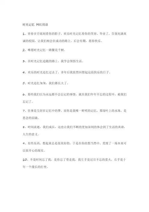 时光记忆 网红用语