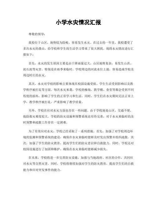 小学水灾情况汇报