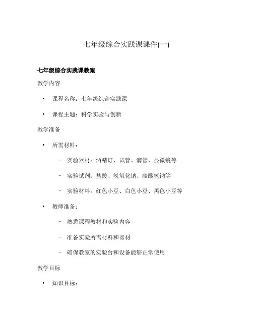 七年级综合实践课课件(一)