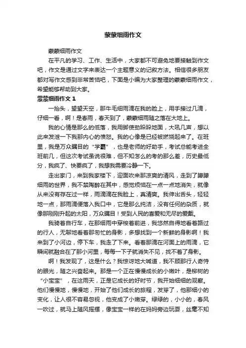 蒙蒙细雨作文
