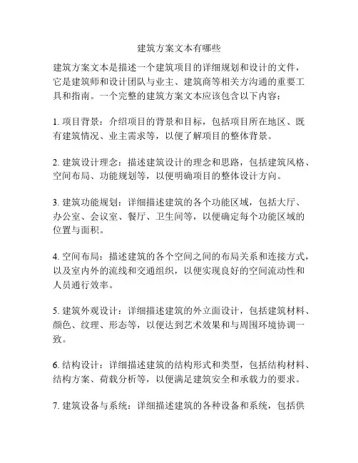 建筑方案文本有哪些