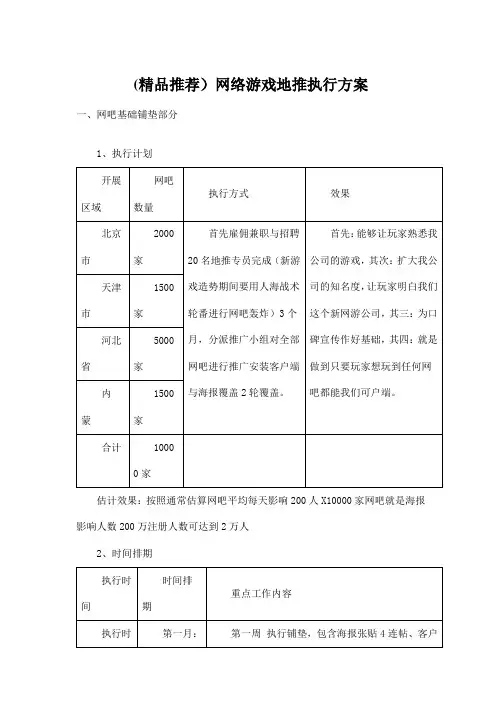 (精品推荐)网络游戏地推执行方案