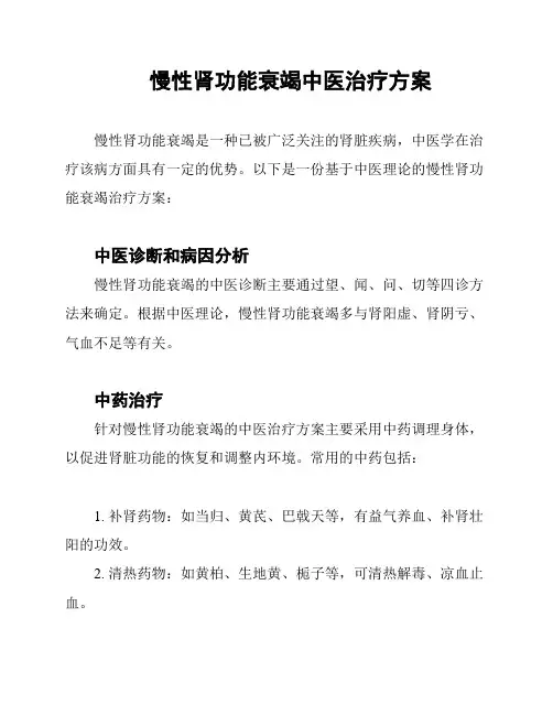 慢性肾功能衰竭中医治疗方案