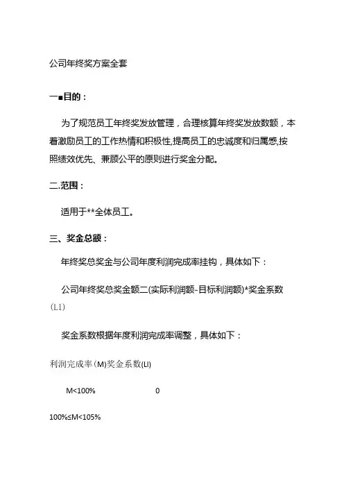 公司年终奖方案全套