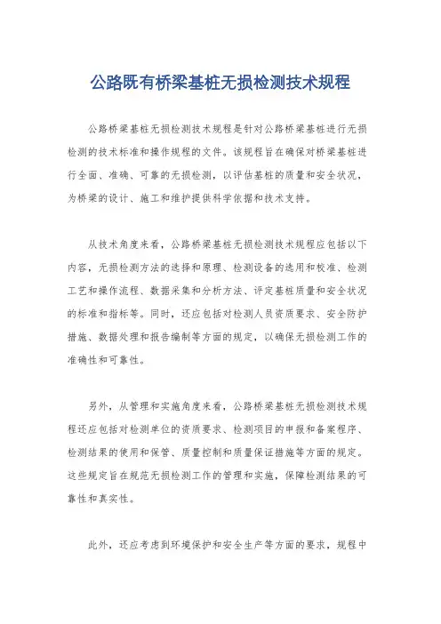 公路既有桥梁基桩无损检测技术规程
