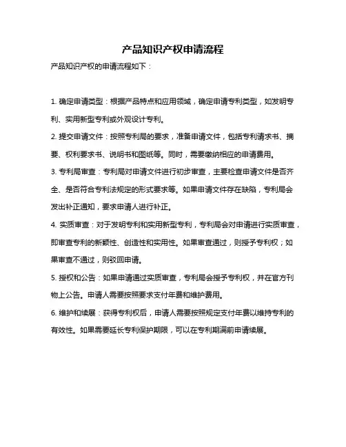 产品知识产权申请流程