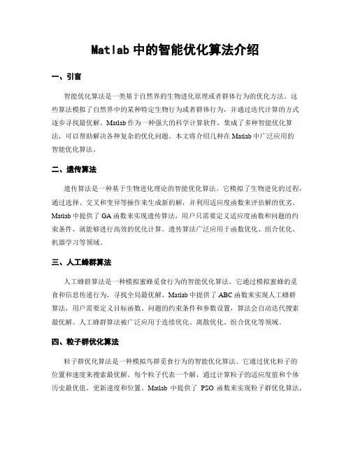 Matlab中的智能优化算法介绍