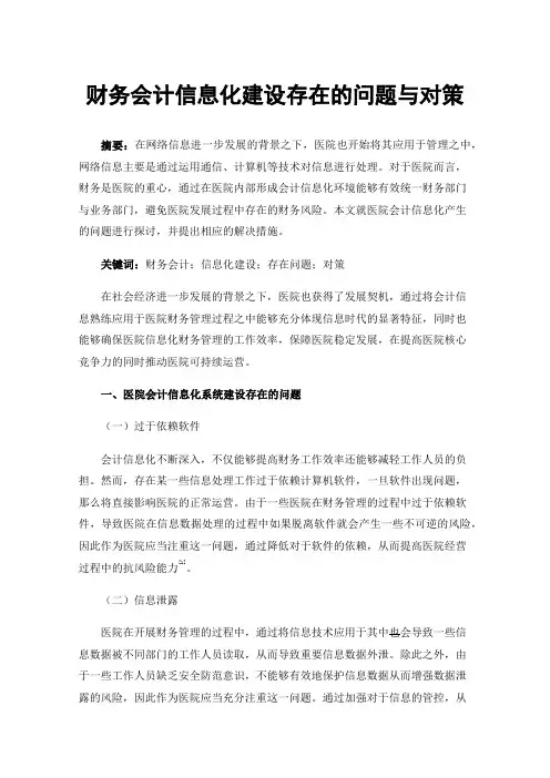 财务会计信息化建设存在的问题与对策