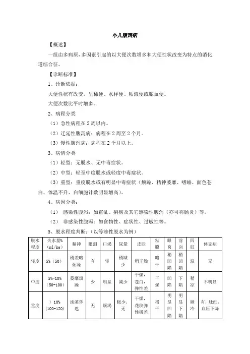 小儿腹泻病常规诊疗