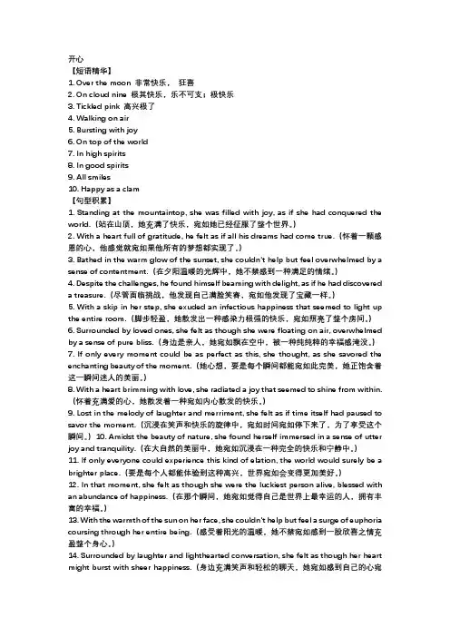 2024年高中英语读后续写素材积累——情绪描写
