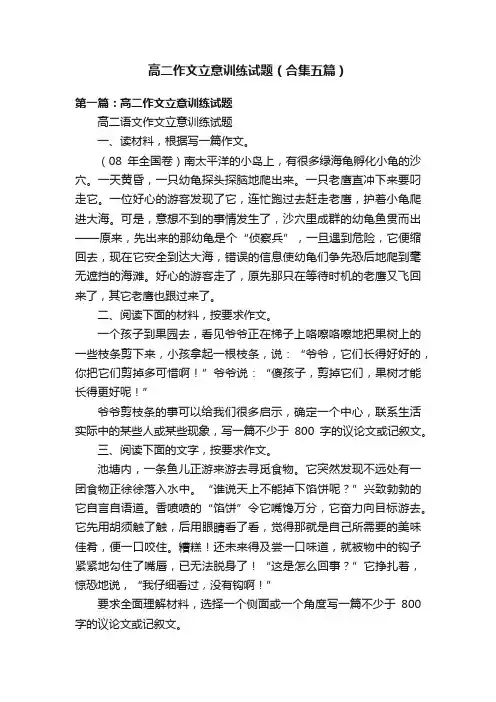 高二作文立意训练试题（合集五篇）