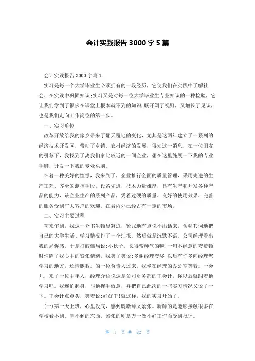 会计实践报告3000字5篇