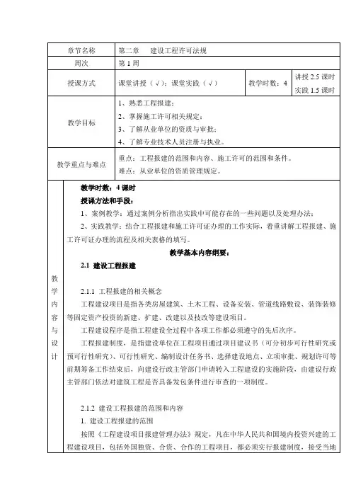 教案第二章：建设工程许可法规