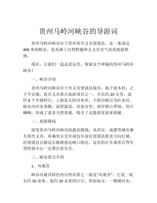 贵州马岭河峡谷的导游词