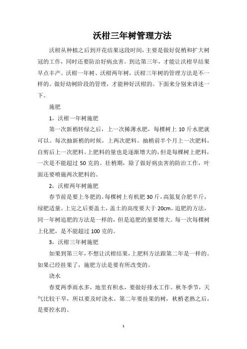沃柑三年树管理方法