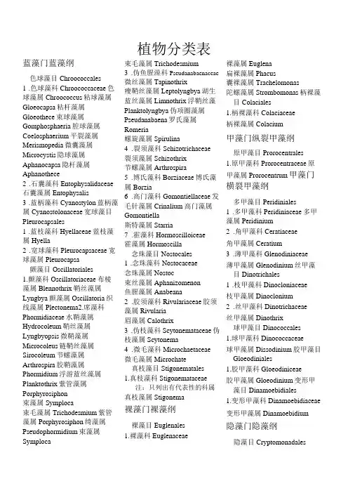 植物分类表