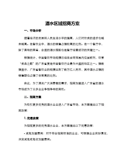 酒水区域招商方案