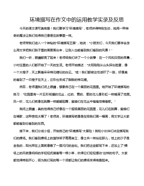 环境描写在作文中的运用教学实录及反思