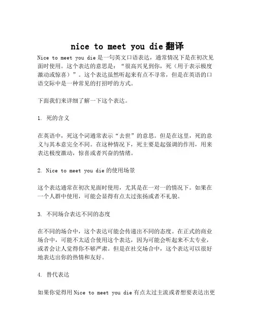 nice to meet you die翻译