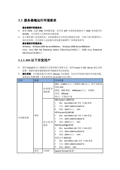 mysql服务器端运行环境要求