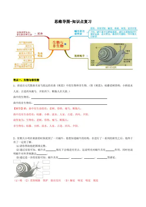 第二章观察生物-思维导图+案列分析