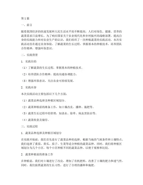 种植蔬菜的实践活动报告(2篇)