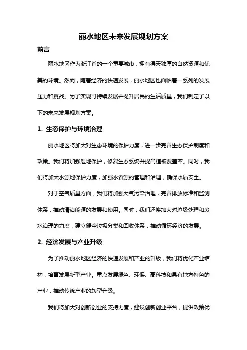 丽水地区未来发展规划方案