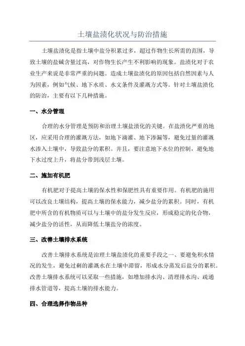 土壤盐渍化状况与防治措施