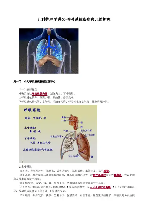 儿科护理学讲义-呼吸系统疾病患儿的护理
