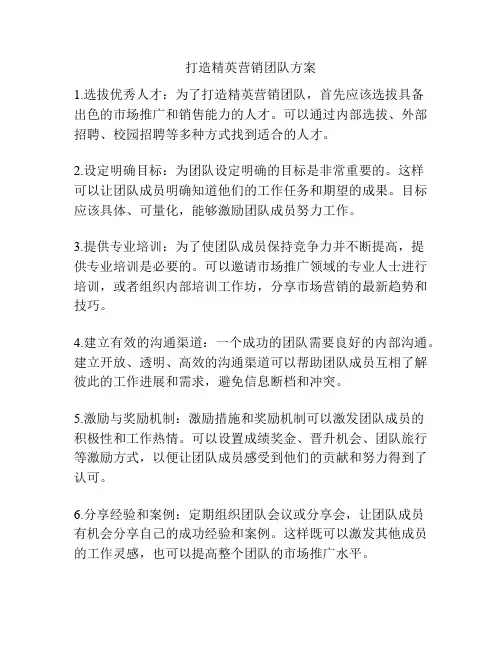 打造精英营销团队方案