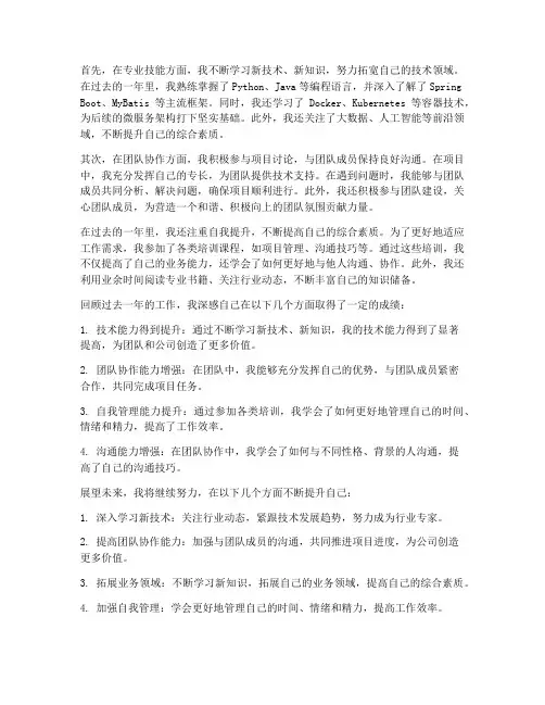 个人技术工作总结结尾