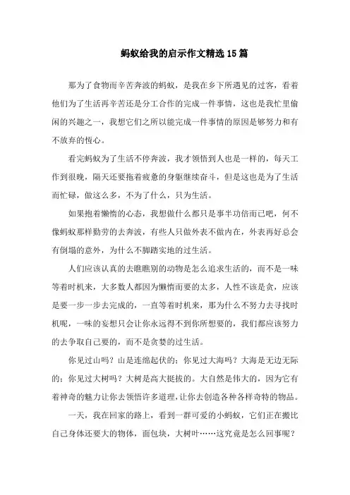 蚂蚁给我的启示作文精选15篇精选