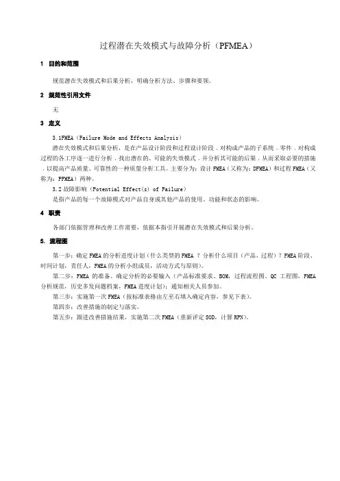 过程潜在失效模式和故障分析(PFMEA)